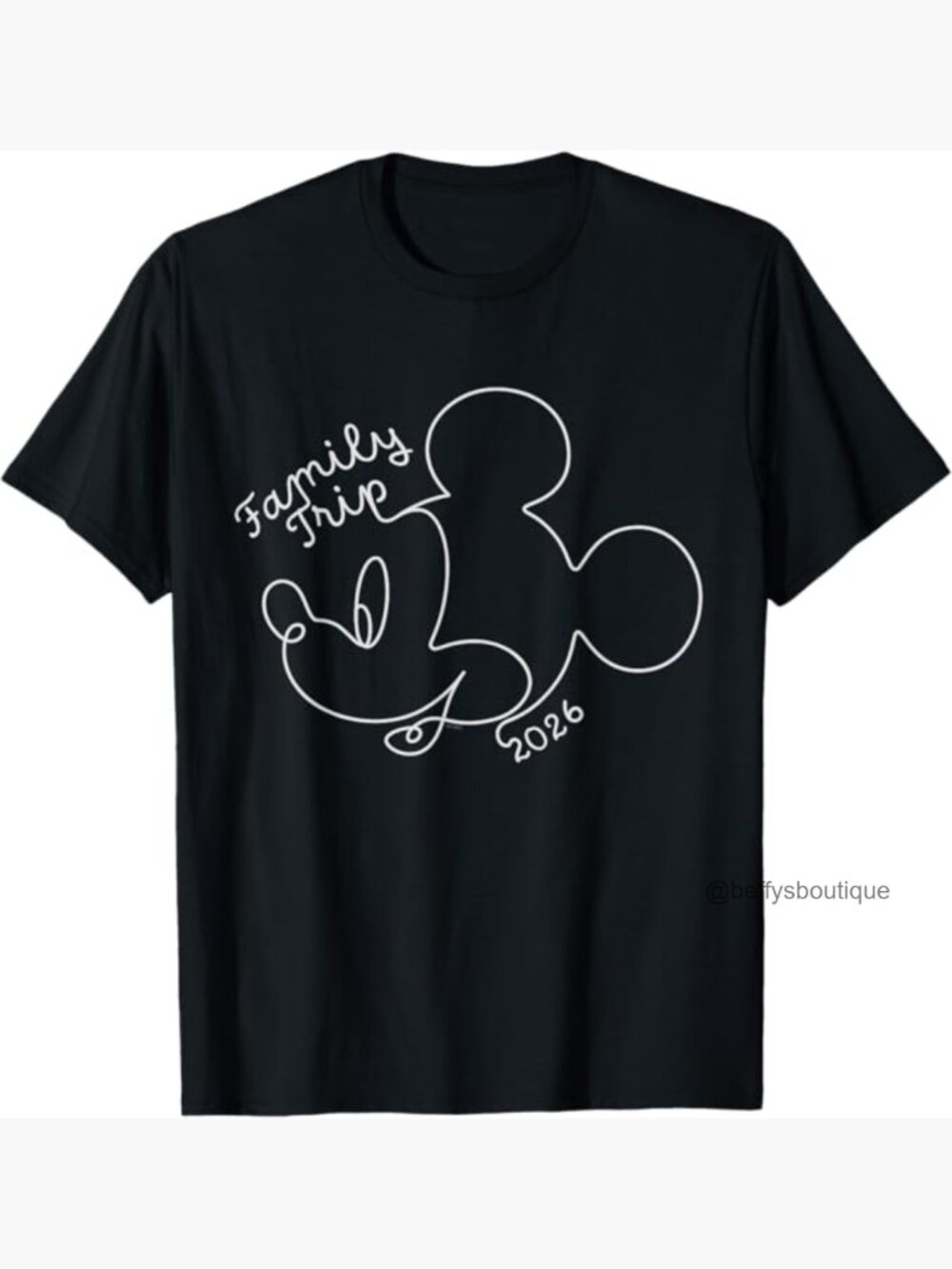 Mickey Mouse Line Drawing Family Trip Vacation Graphic Tee